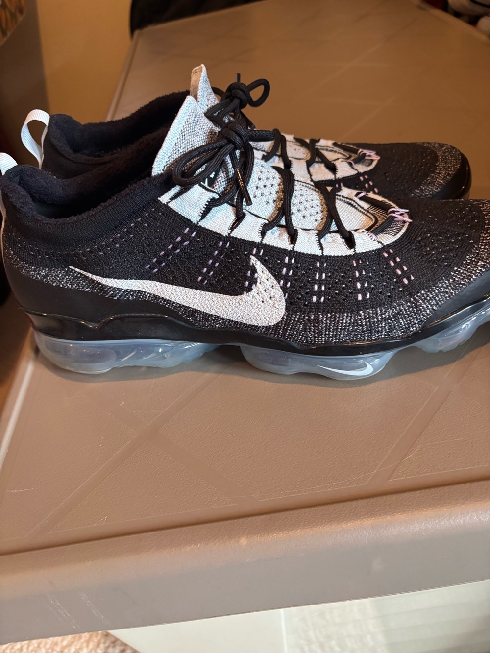 Nike Air VaporMax 2023 Flyknit sneakers in "Oreo/Black White Blue Tint" Men’s 13